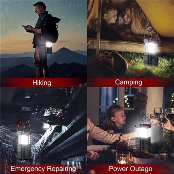 4 Pack Camping Lantern, Rechargeable LED Lanterns, Solar Lantern Battery Powered - Picture 7 of 8